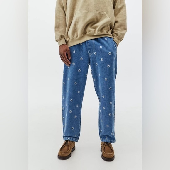 Urban Outfitters Smile Embroidered Denim Beach Pants New no tag - Picture 1 of 9